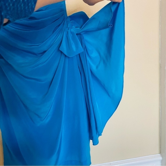 NWT 80’s 90’s Vintage Strapless Blue SILK Cocktail Dress Sz 6 - Picture 8 of 16